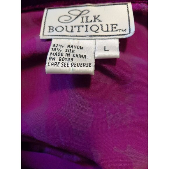 Vintage Silk Boutique 90's Velvet Burnout Purple Floral  Blouse Large - Picture 7 of 7